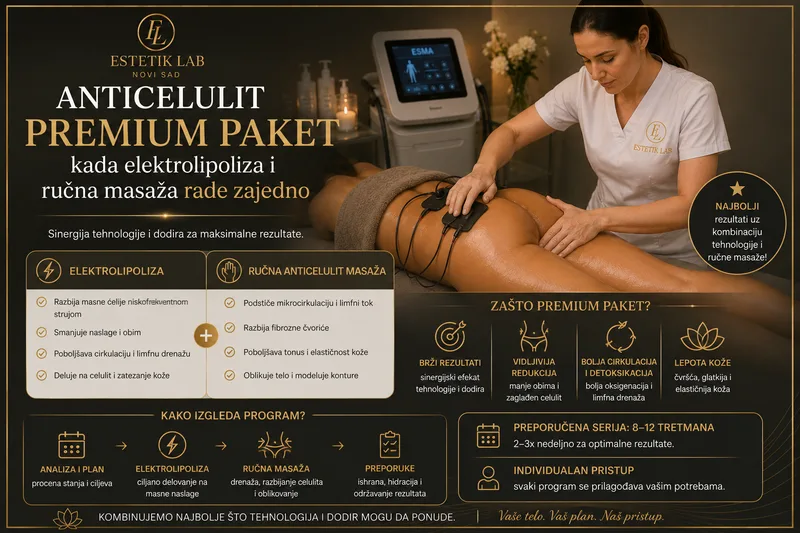 Anticelulit Premium paket – kada elektrolipoliza i ručna masaža rade zajedno